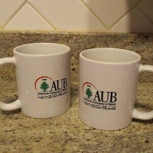 RARE set of American University of Beirut (AUB) 10oz ceramic mugs - color logo
